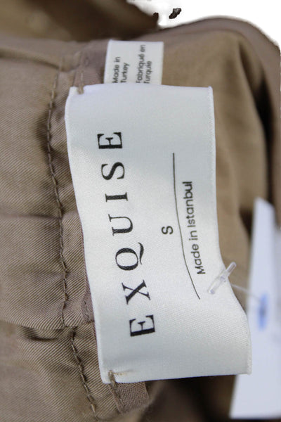 Anthropologie Womens Textured Zip Button Lined Straight Leg Pants Brown Size S