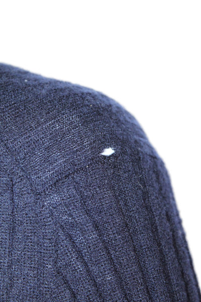 Vince Womens Cashmere Long Sleeve Knit Button Up Top Navy Blue Size S