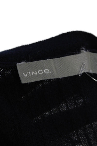 Vince Womens Cashmere Long Sleeve Knit Button Up Top Navy Blue Size S