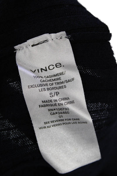 Vince Womens Cashmere Long Sleeve Knit Button Up Top Navy Blue Size S