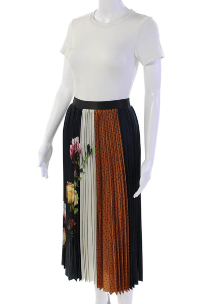 Zero Degrees Celsius Womens Elastic Waistband Polka Dot Lined Maxi Skirt Navy Si
