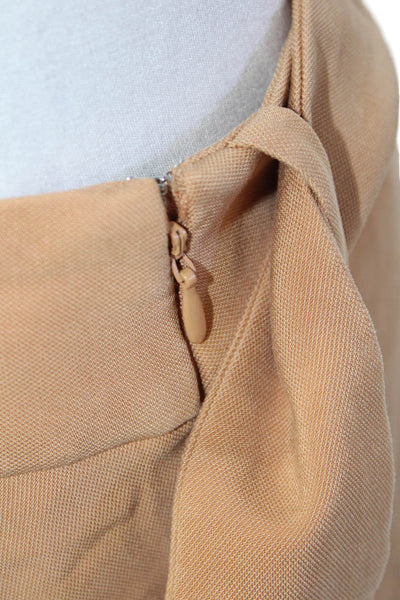 DKNY Women's Hook Closure Lined Tie Belt Flare Midi Skirt Tan Size 2