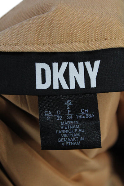 DKNY Women's Hook Closure Lined Tie Belt Flare Midi Skirt Tan Size 2