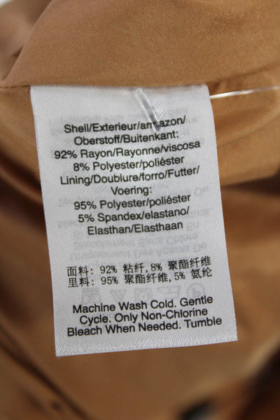 DKNY Women's Hook Closure Lined Tie Belt Flare Midi Skirt Tan Size 2