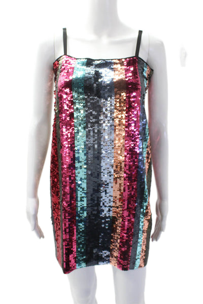 Tanya Taylor Women's Spaghetti Straps Muliticolor Sequin Mini Dress Size 0