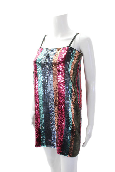 Tanya Taylor Women's Spaghetti Straps Muliticolor Sequin Mini Dress Size 0