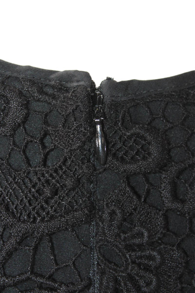 Cynthia Rowley Women's Sleeveless Round Neck Flare Lace Mini Dress Black Size 0