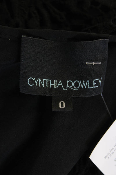 Cynthia Rowley Women's Sleeveless Round Neck Flare Lace Mini Dress Black Size 0