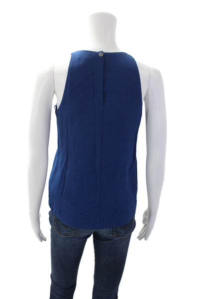 ALC Women's V-Neck Sleeveless Embelish Lined Basic Tank Top Blue Size 0