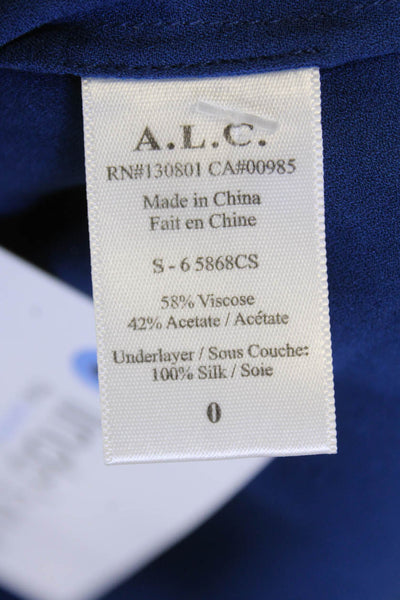ALC Women's V-Neck Sleeveless Embelish Lined Basic Tank Top Blue Size 0