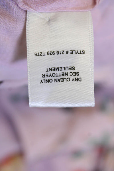 Rebecca Taylor Women's V-Neck Sleeveles Silk Tank Top Pink Floral Size 4