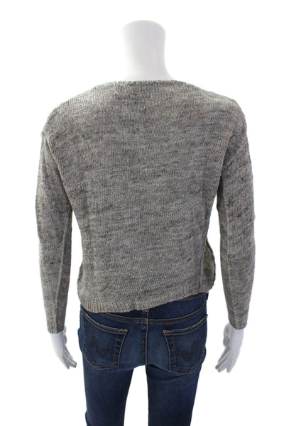 Vince Women's V-Neck Long Sleeves Pullover Cropped Sweater Gray Size XS