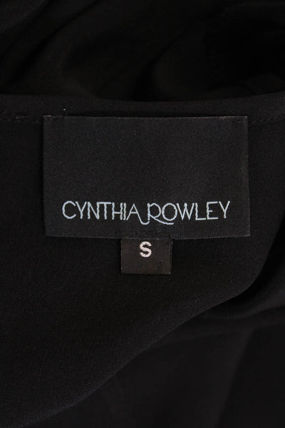 Cynthia Rowley Womens Silk 3/4 Sleeves Pullover Blouse Jet Black Size Small