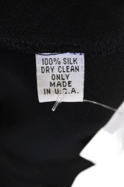 Cynthia Rowley Womens Silk 3/4 Sleeves Pullover Blouse Jet Black Size Small