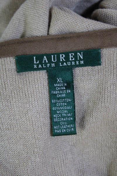 Lauren Ralph Lauren Women's Long Sleeves V-Neck Pullover Sweater Beige Size XL