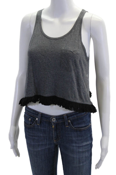Opening Ceremony Womens Cotton Tassel Detail Scoop Neck Tank Top Gray Size XS
