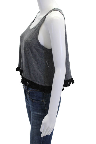 Opening Ceremony Womens Cotton Tassel Detail Scoop Neck Tank Top Gray Size XS