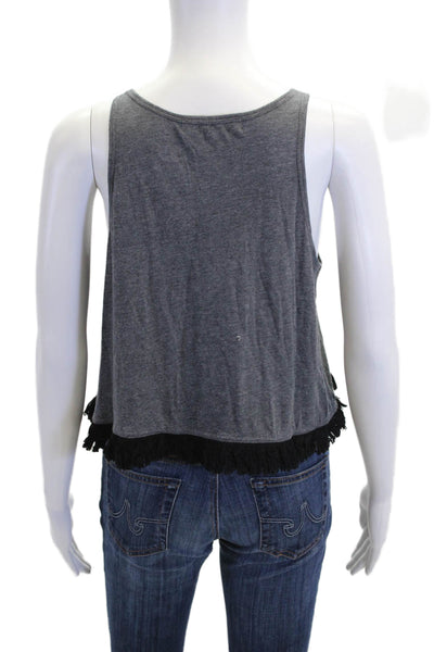 Opening Ceremony Womens Cotton Tassel Detail Scoop Neck Tank Top Gray Size XS