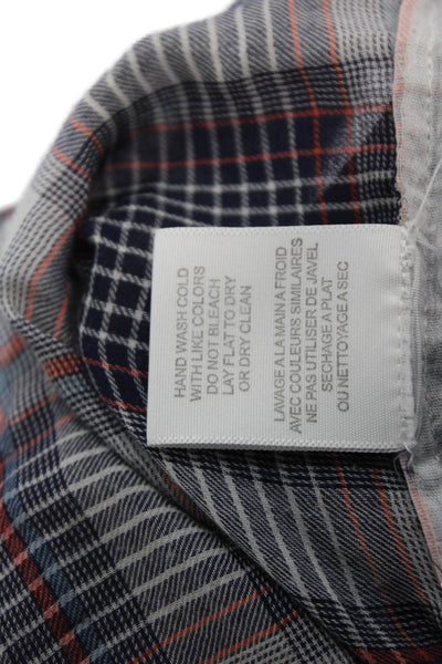 Joie Womens Cotton Plaid Collar Long Sleeve Button Down Shirt Blue Size XS