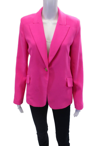 Oo La La Womens Peak Collar Two Pocket Button Up Blazer Jacket Pink Size 6