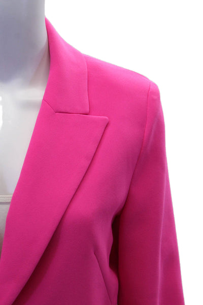 Oo La La Womens Peak Collar Two Pocket Button Up Blazer Jacket Pink Size 6