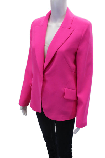Oo La La Womens Peak Collar Two Pocket Button Up Blazer Jacket Pink Size 6