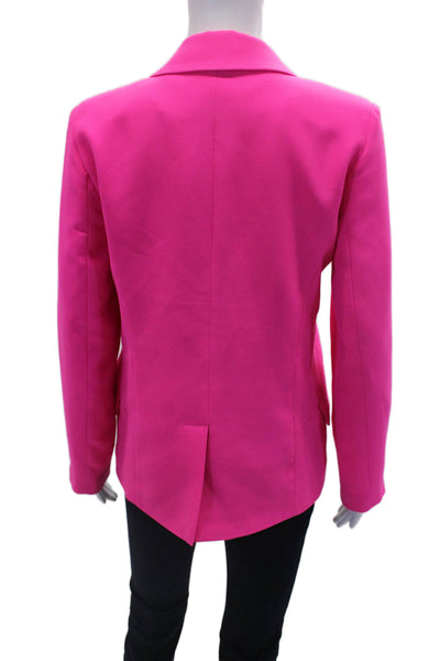 Oo La La Womens Peak Collar Two Pocket Button Up Blazer Jacket Pink Size 6