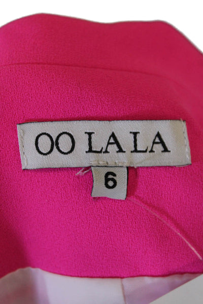 Oo La La Womens Peak Collar Two Pocket Button Up Blazer Jacket Pink Size 6