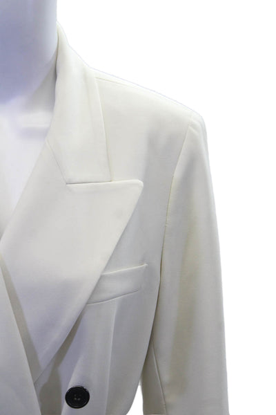 212 Goods Womens Peak Collar Long Sleeve Button Up Blazer Jacket White Size M