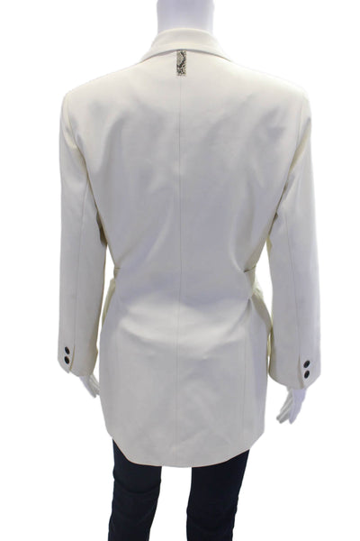 212 Goods Womens Peak Collar Long Sleeve Button Up Blazer Jacket White Size M