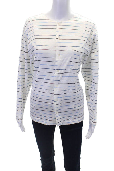 Ralph Lauren Blue Label Womens Cotton Striped Button-Down Shirt White Size L
