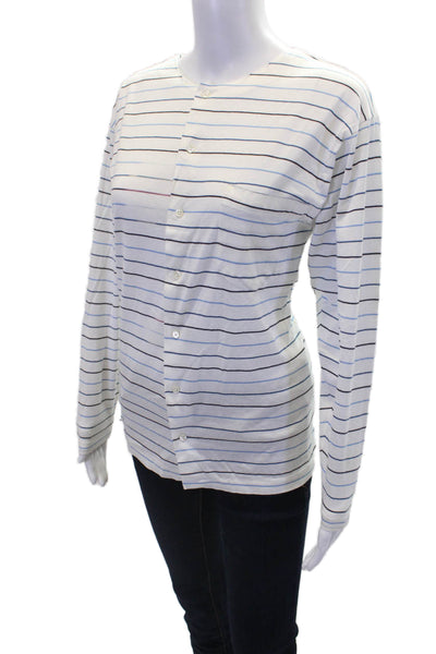 Ralph Lauren Blue Label Womens Cotton Striped Button-Down Shirt White Size L