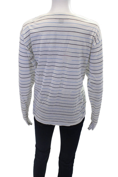 Ralph Lauren Blue Label Womens Cotton Striped Button-Down Shirt White Size L