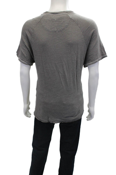 Rag & Bone Mens Cotton Short Sleeve Round Neck Henley Shirt Gray Size 2XL