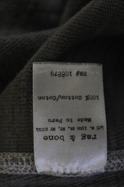 Rag & Bone Mens Cotton Short Sleeve Round Neck Henley Shirt Gray Size 2XL
