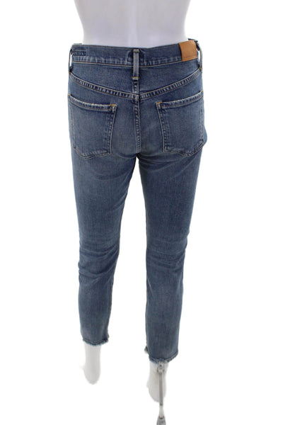 Citizens of Humanity Womens Elsa Distressed Mid Rise Slim Crop Jeans Blue 24