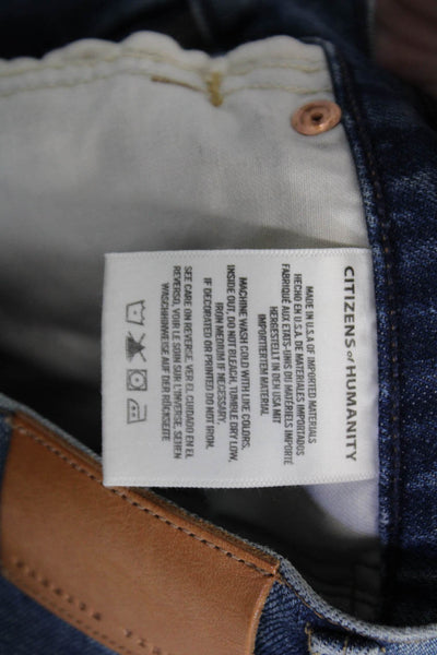 Citizens of Humanity Womens Elsa Distressed Mid Rise Slim Crop Jeans Blue 24