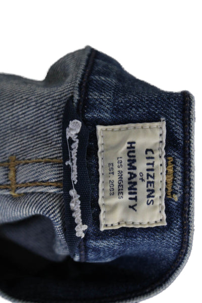 Citizens of Humanity Womens Elsa Distressed Mid Rise Slim Crop Jeans Blue 24