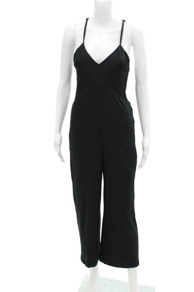 ALALA Womens V Neck Spaghetti Strap Sleeveless Jumpsuit Black Size Extra Small