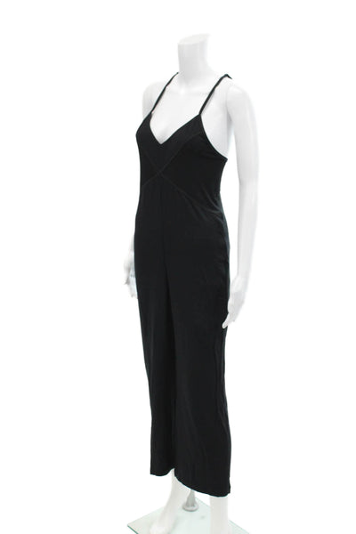 ALALA Womens V Neck Spaghetti Strap Sleeveless Jumpsuit Black Size Extra Small