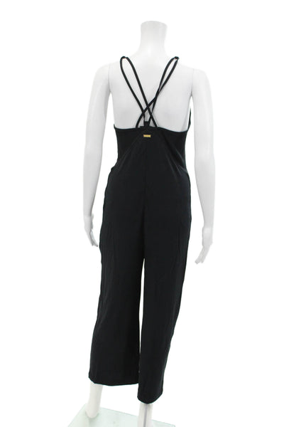 ALALA Womens V Neck Spaghetti Strap Sleeveless Jumpsuit Black Size Extra Small