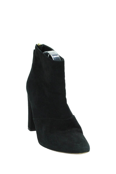 J Crew Womens Suede Back Zipper Round Tope Ankle Boots Black Size 9