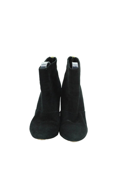 J Crew Womens Suede Back Zipper Round Tope Ankle Boots Black Size 9
