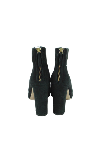J Crew Womens Suede Back Zipper Round Tope Ankle Boots Black Size 9