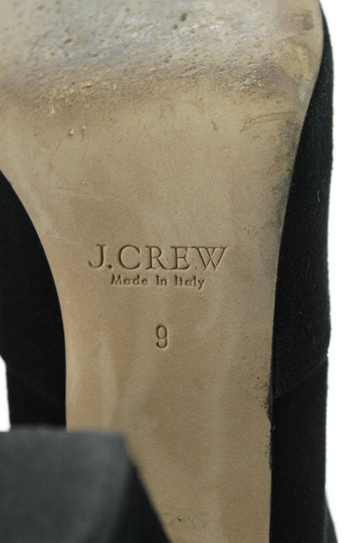 J Crew Womens Suede Back Zipper Round Tope Ankle Boots Black Size 9