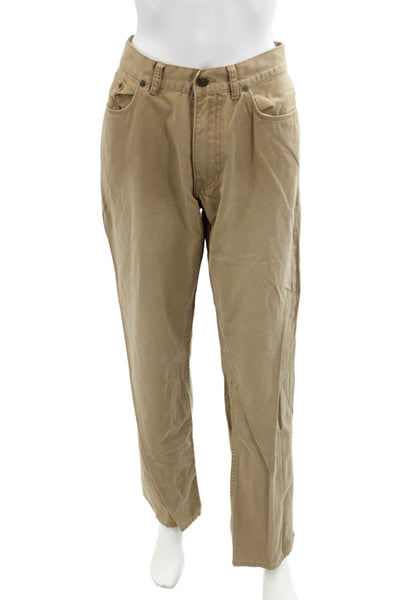 Polo Ralph Lauren Mens Cotton Straight Leg Buttoned Khaki Pants Brown Size 33