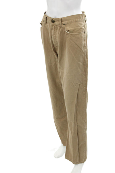 Polo Ralph Lauren Mens Cotton Straight Leg Buttoned Khaki Pants Brown Size 33