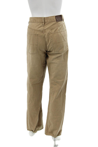 Polo Ralph Lauren Mens Cotton Straight Leg Buttoned Khaki Pants Brown Size 33