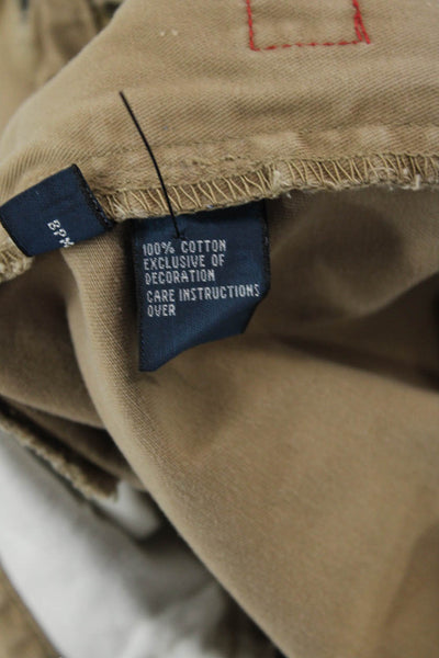 Polo Ralph Lauren Mens Cotton Straight Leg Buttoned Khaki Pants Brown Size 33