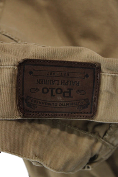 Polo Ralph Lauren Mens Cotton Straight Leg Buttoned Khaki Pants Brown Size 33